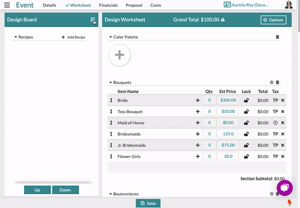 The Worksheet: Adjusting Tax Per Event